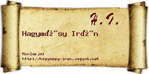 Hagymásy Irén névjegykártya